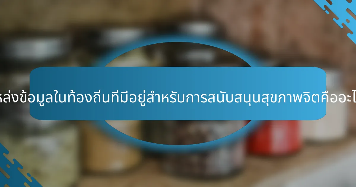 แหล่งข้อมูลในท้องถิ่นที่มีอยู่สำหรับการสนับสนุนสุขภาพจิตคืออะไร?