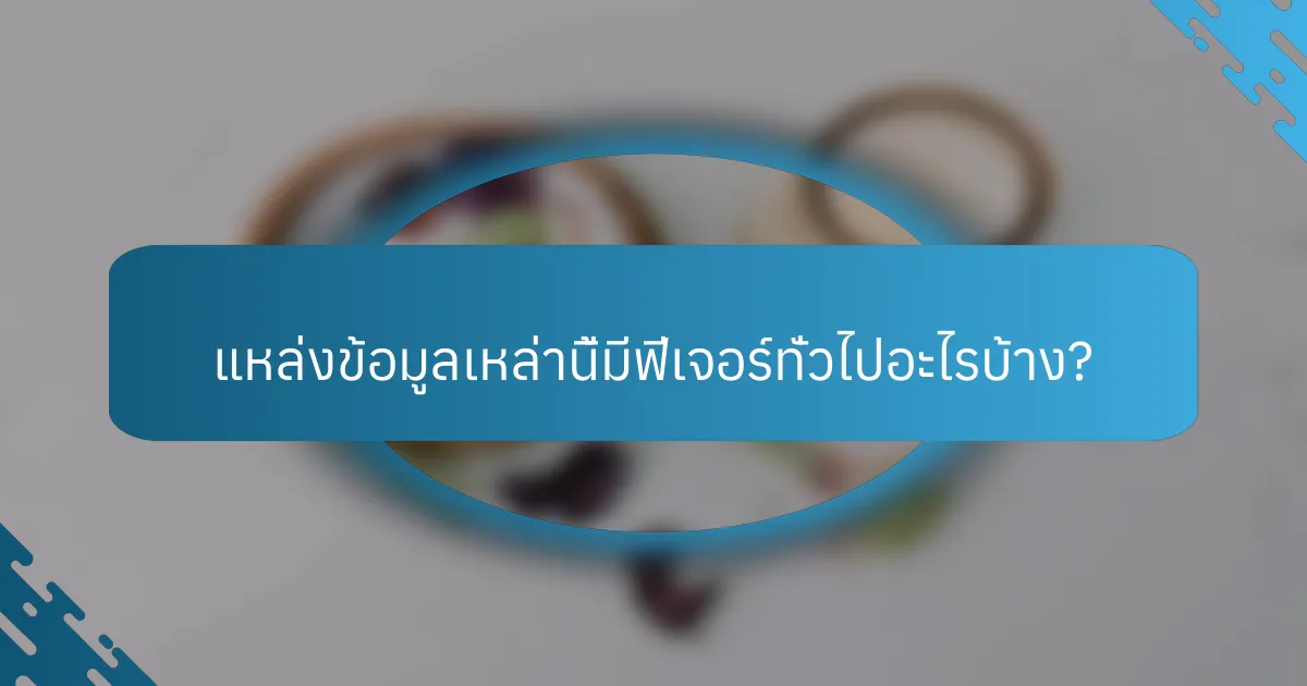 แหล่งข้อมูลเหล่านี้มีฟีเจอร์ทั่วไปอะไรบ้าง?