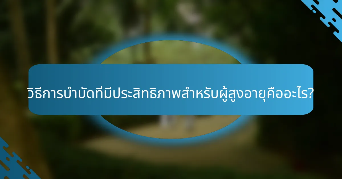 วิธีการบำบัดที่มีประสิทธิภาพสำหรับผู้สูงอายุคืออะไร?