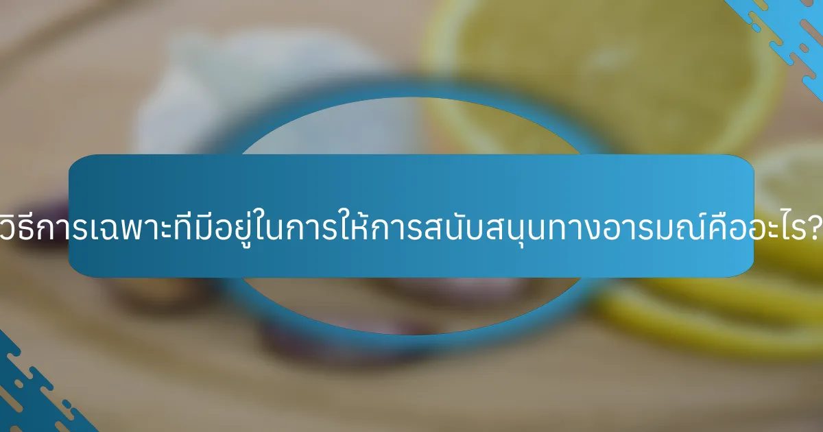 วิธีการเฉพาะที่มีอยู่ในการให้การสนับสนุนทางอารมณ์คืออะไร?